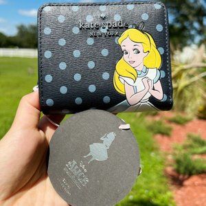 Disney X Kate Spade Compact Bifold Wallet Blue Polka Dot